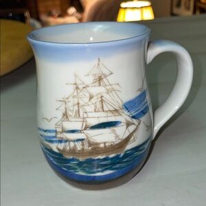 Schooner ship pottery “belly” mug-NWOT